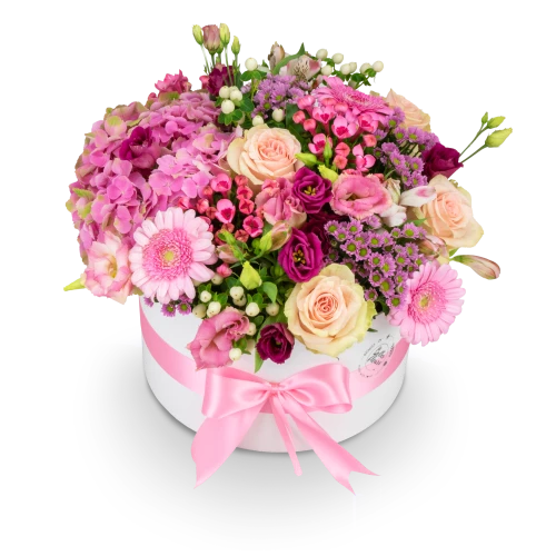 Box růžových květin